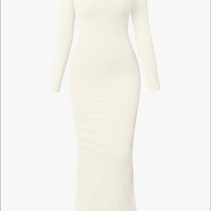 Amazon Women's Elegant Cream Long Sleeve Dress